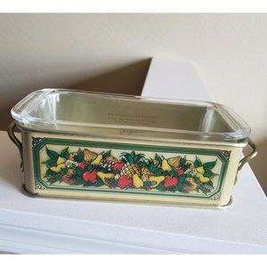 Pyrex telafori set loaf Casserole #218 dish & metal  carry w handles